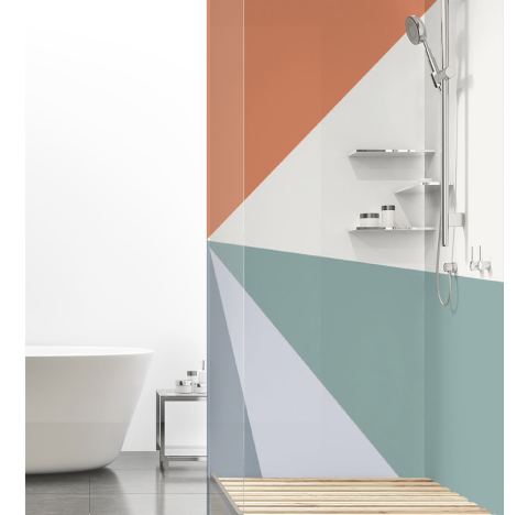 Panneau de douche : Diagonales et couleurs 1