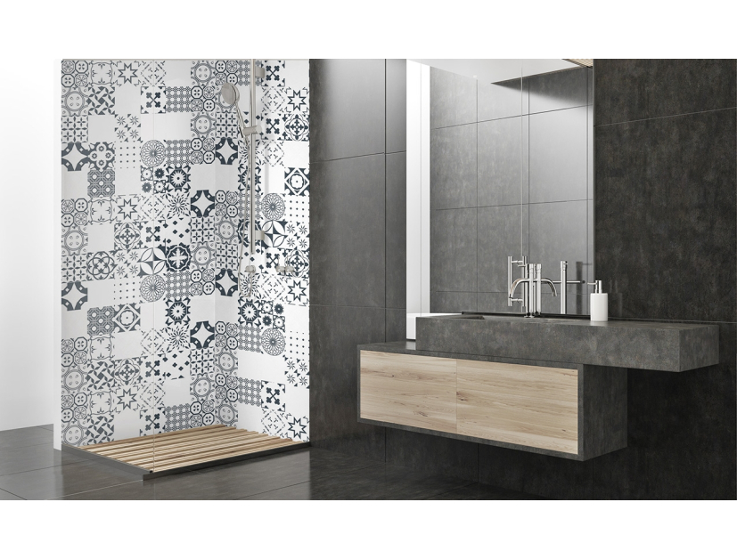 Panneau de douche : Carreaux ciment éparses