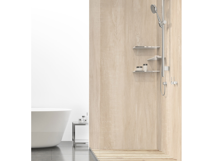 Panneau de douche : Bois brut clair