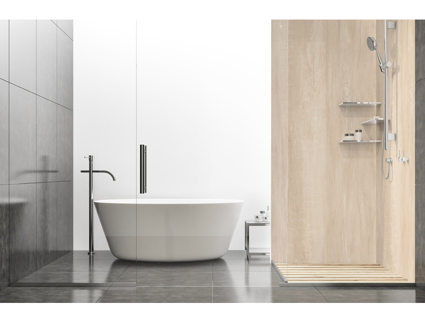 Panneau de douche : Bois brut clair