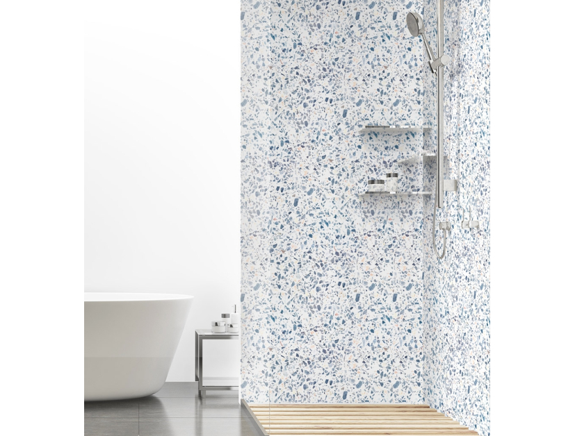 Panneau de douche : Terrazo bleu