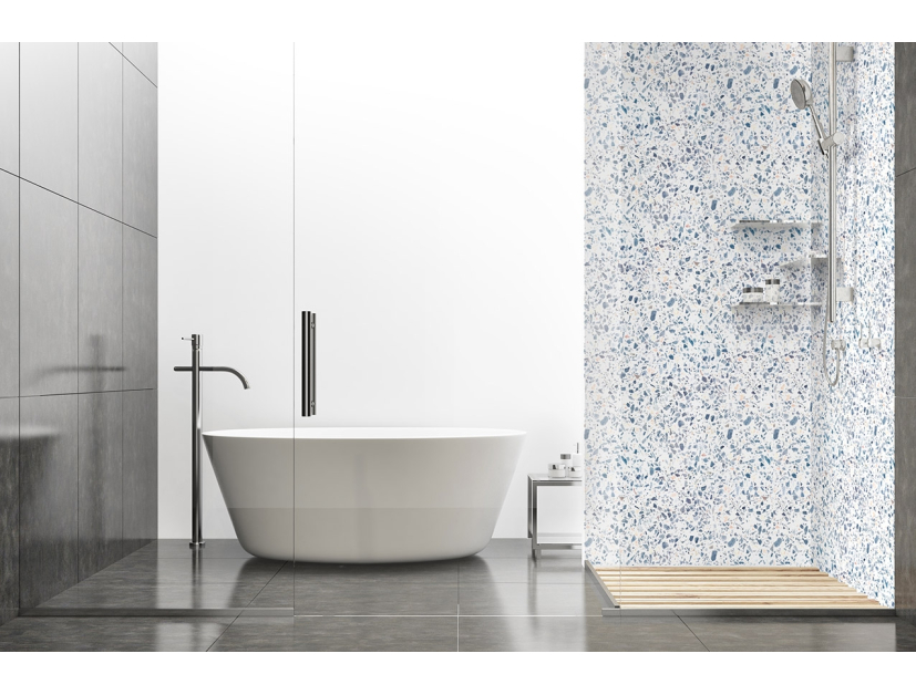 Panneau de douche : Terrazo bleu