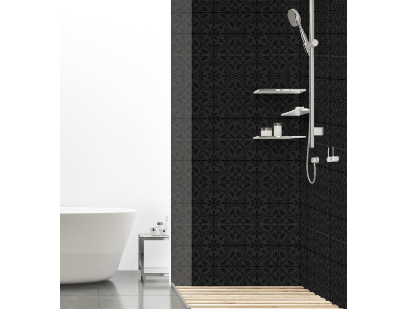 Panneau de douche : Carrelage classique 2 noir