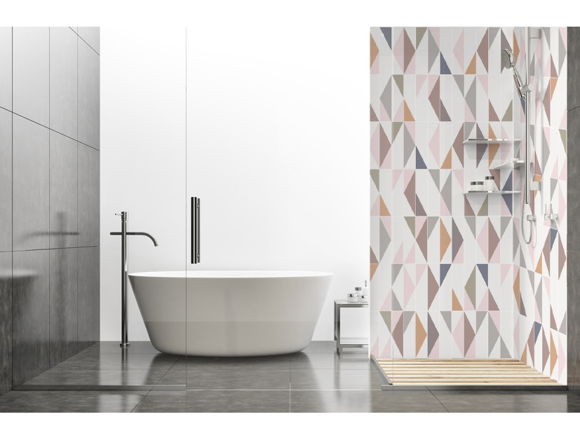 Panneau de douche : Jeux et triangles 3
