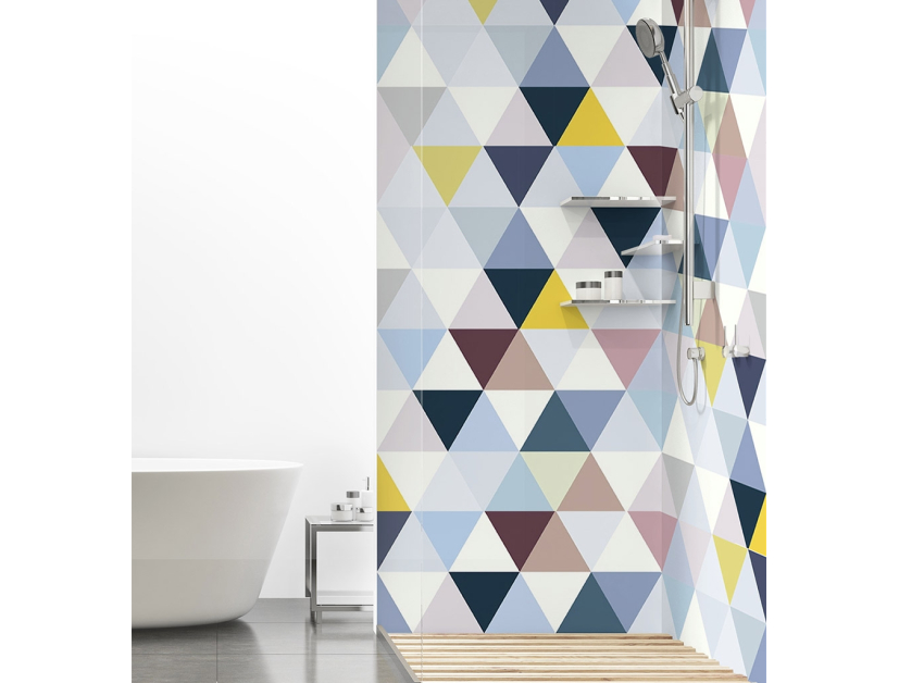 Panneau de douche : Jeux et triangles colorés 1