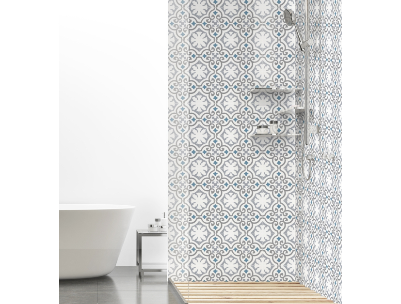 Panneau de douche : Carrelage classique 8 bleu