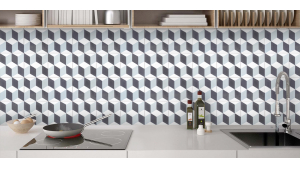 Carrelage cube bleu