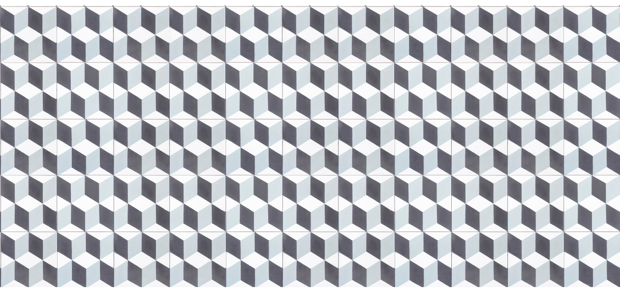 Carrelage cube bleu