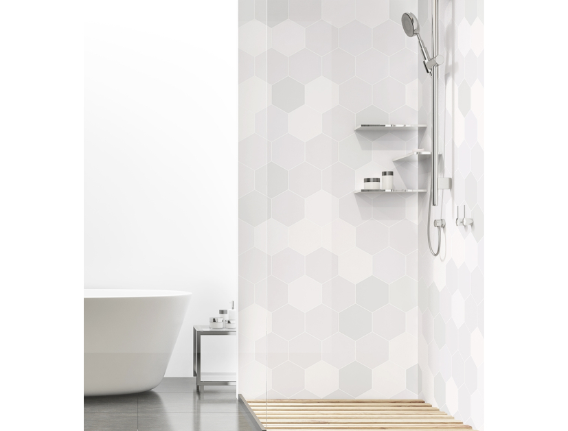 Panneau de douche : hexagone gris léger