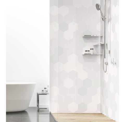 Panneau de douche : hexagone gris léger