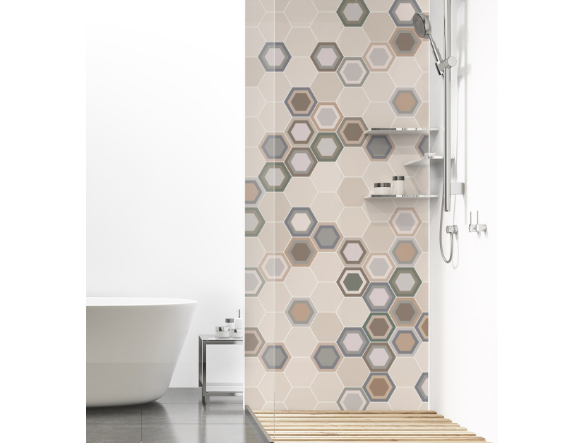 Panneau de douche : Hexagone ocre