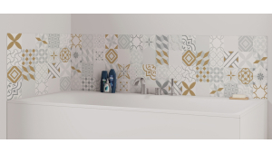 Panneau de bain : Carreaux ciment ocres