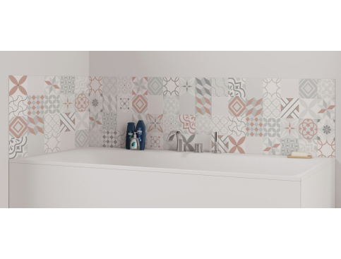 Panneau de bain : Carreaux ciment rouge