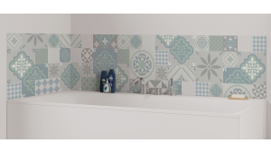 Panneau de bain : Carreaux ciment patchwork