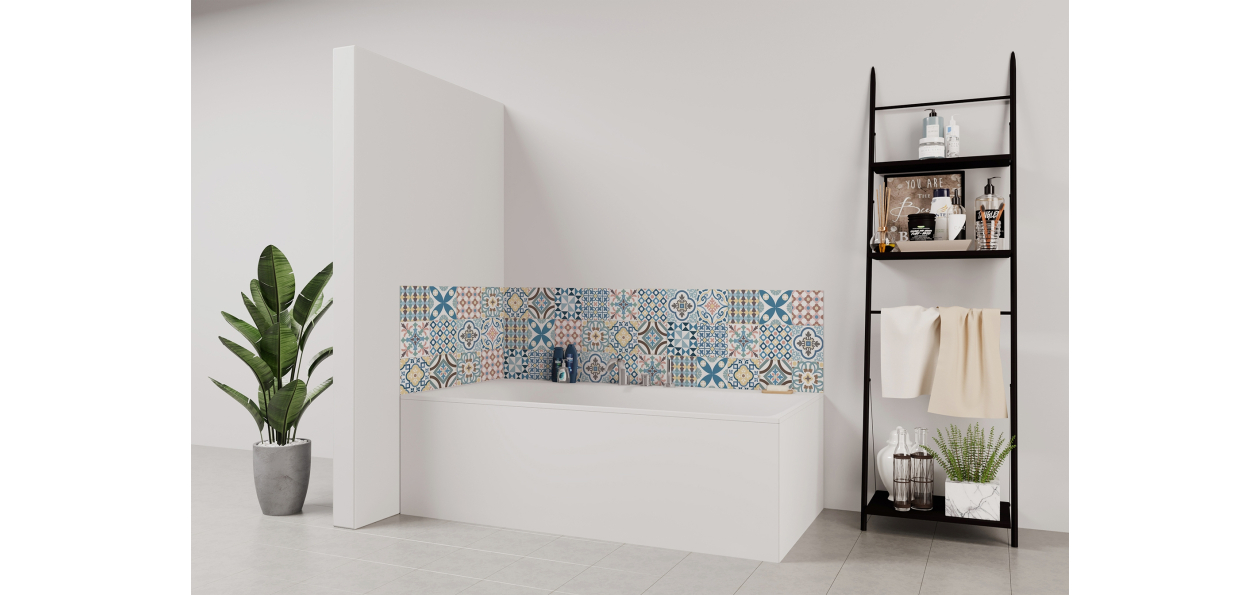 Panneau de bain : Carreaux ciment colorés
