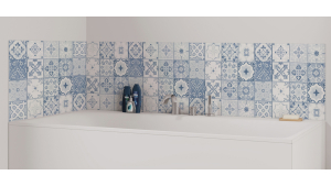 Panneau de bain : Carreaux ciments antique bleu