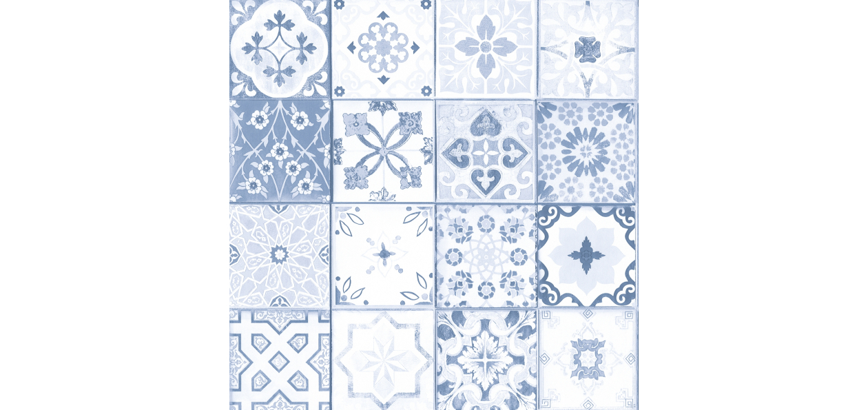 Panneau de bain : Carreaux ciments antique bleu