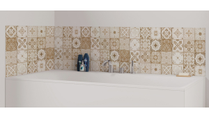 Panneau de bain : Carreaux ciments antique rouge