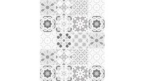 Panneau de bain : Carreaux ciment et arabesques noires