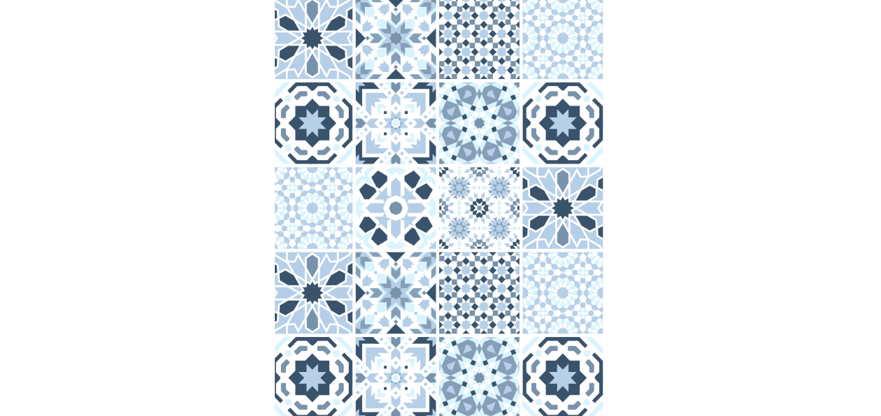 Panneau de bain : Carreaux ciments et arabesques bleues