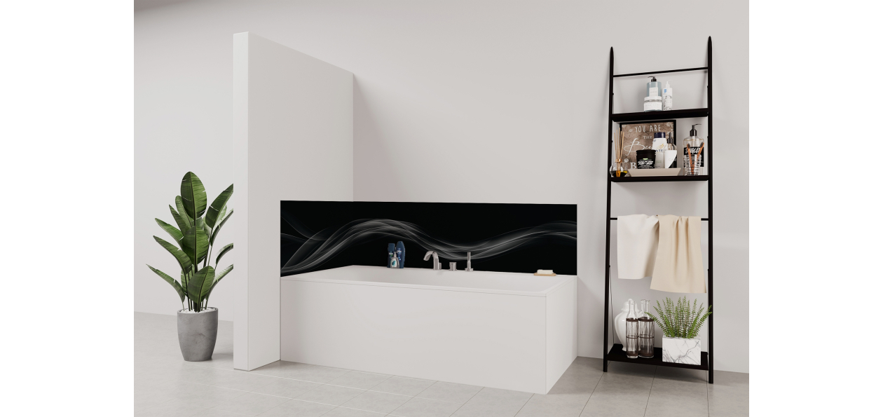 Panneau de bain : Courbes 1 noires