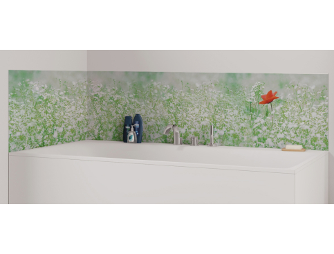 Panneau de bain : Champs et Coquelicots
