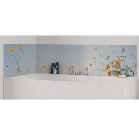 Panneau de bain : Fleurs et Ciel