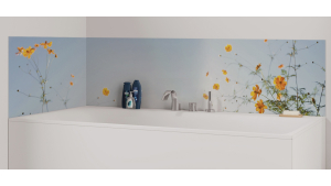 Panneau de bain : Fleurs et Ciel