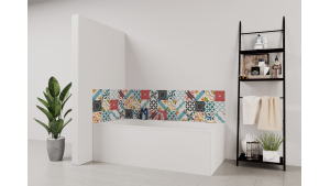 Panneau de bain : Carreaux ciment pop art