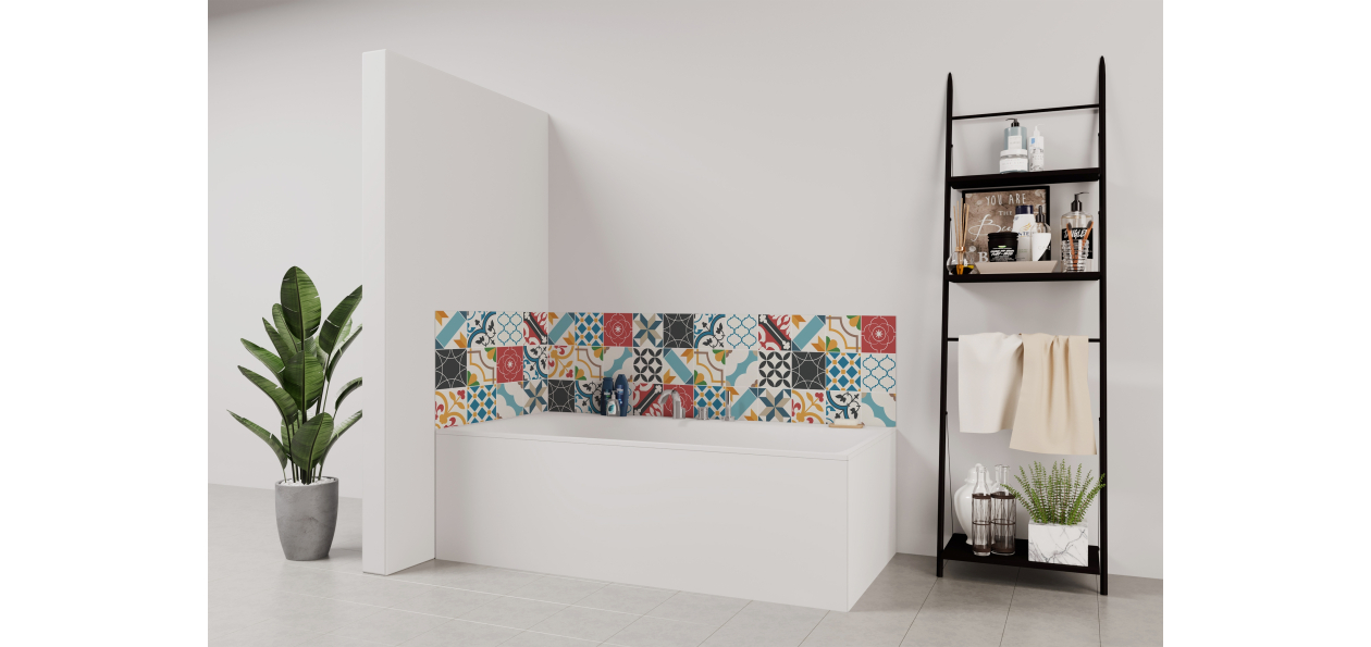 Panneau de bain : Carreaux ciment pop art