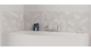 Panneau de bain : Carrelage hexagone gris léger
