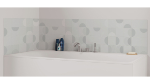 Panneau de bain : Carrelage lune blanc