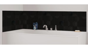 Panneau de bain : Carrelage lune noir