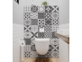 Panneau de WC : Carreaux ciment gris foncé et blanc