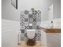 Panneau de WC : Carreaux ciment gris foncé et blanc