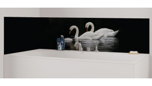 Panneau de bain : Cygnes et famille