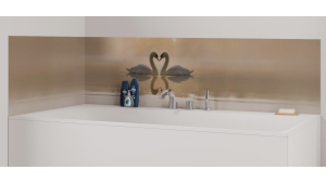 Panneau de bain : Cygne et coeur