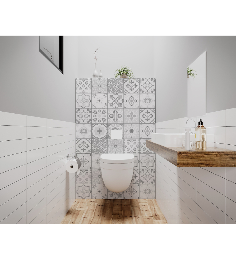 Panneau de WC : Carreaux ciments antique gris