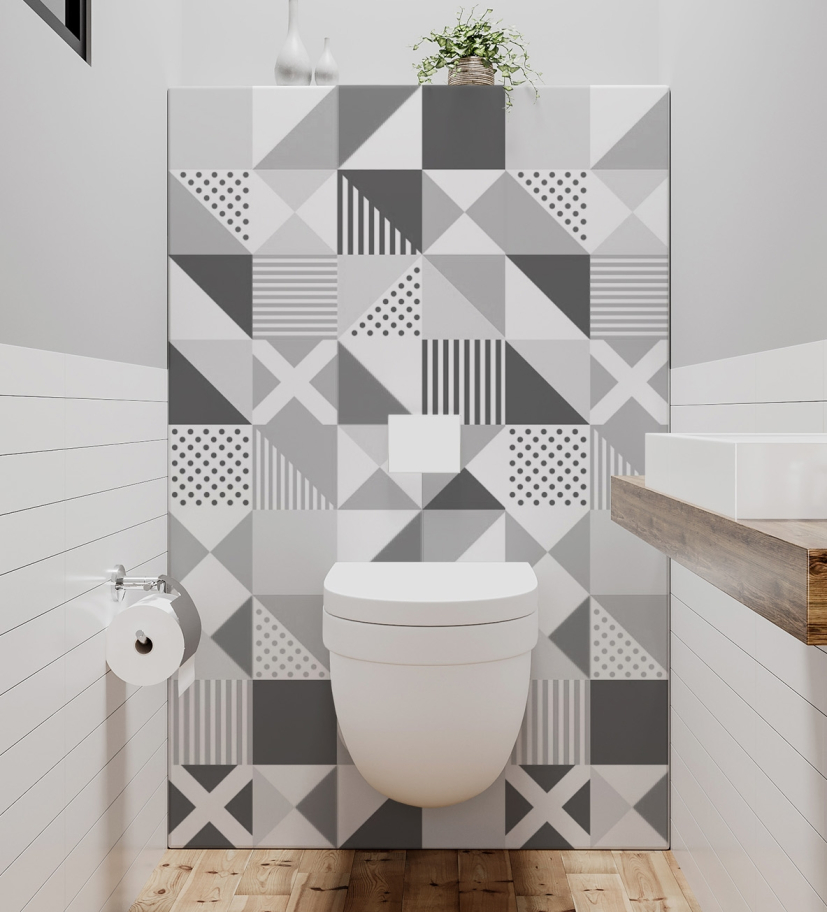 Panneau de WC : Carreaux scandinave noir