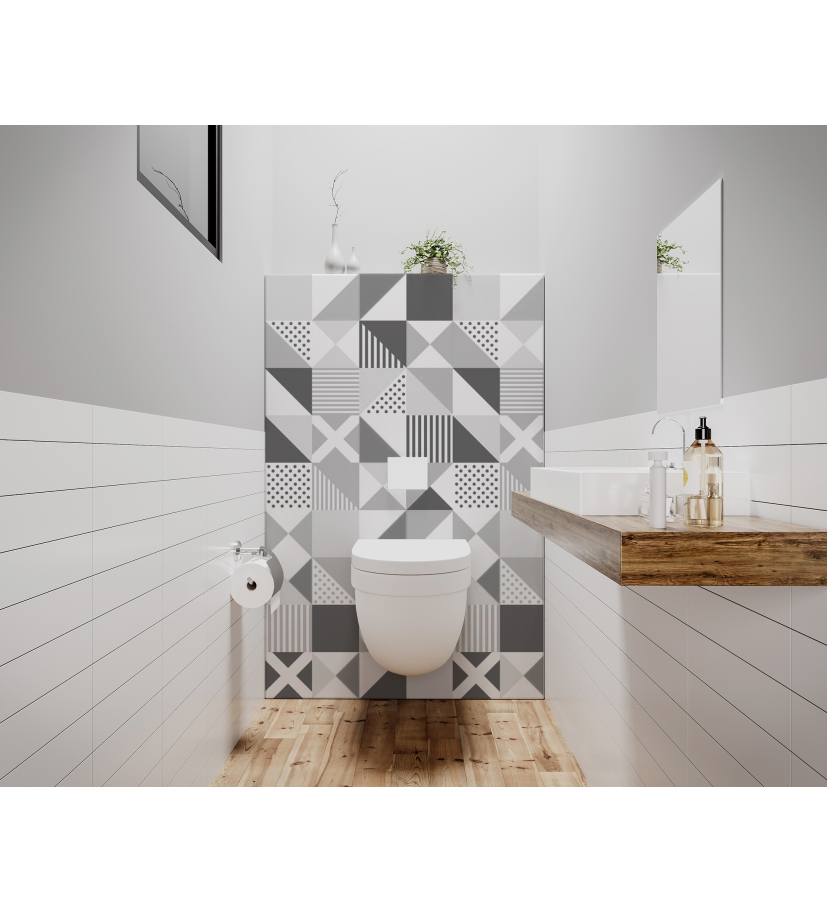 Panneau de WC : Carreaux scandinave noir