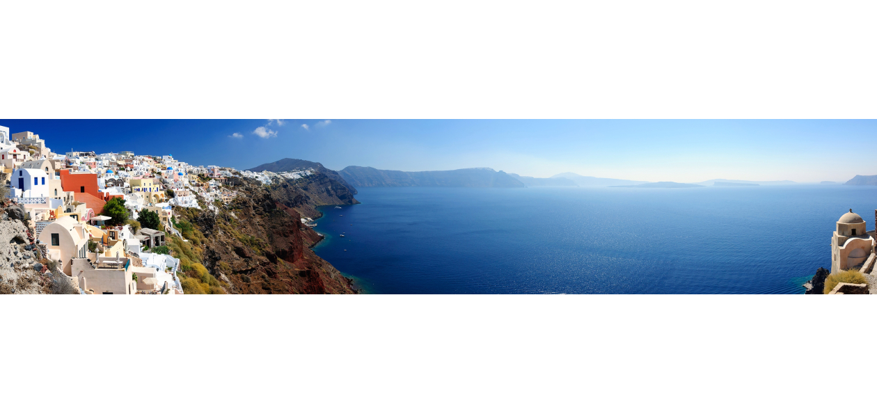 Panneau de bain : Paysage et ile de Santorini