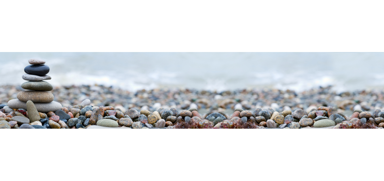Panneau de bain : Plage de galets zen