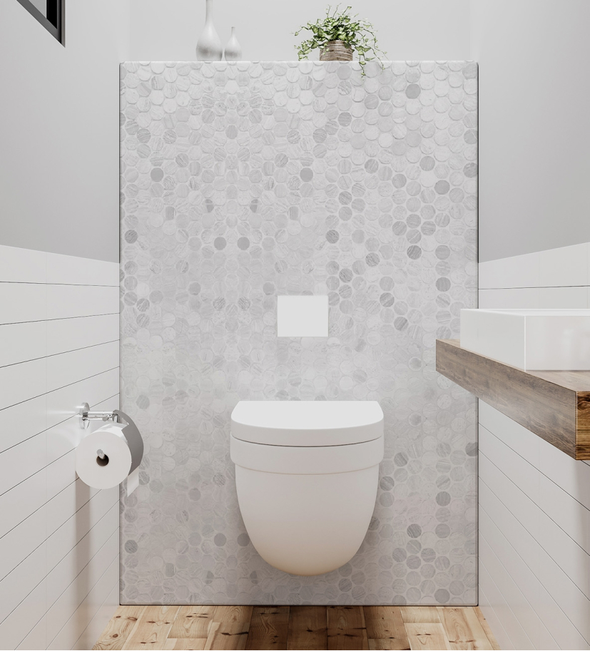Panneau de WC : carrelage et cercles