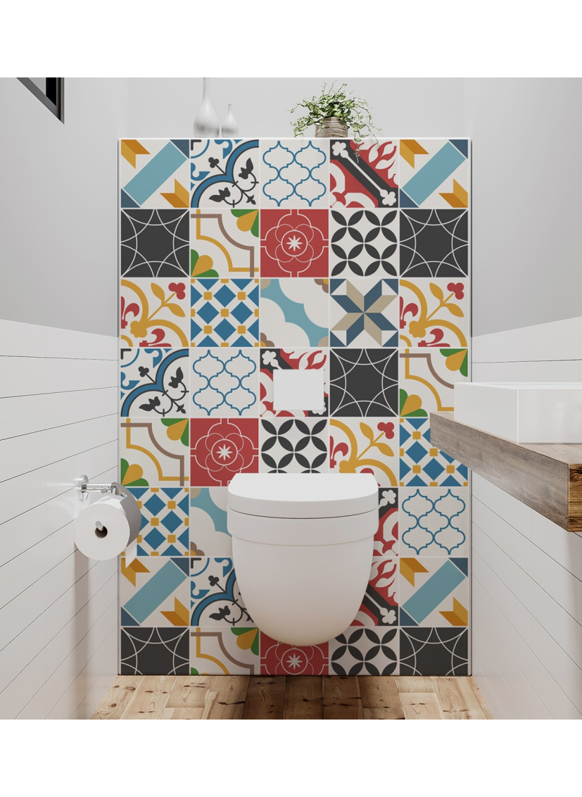 Panneau de WC : Carreaux ciment pop art