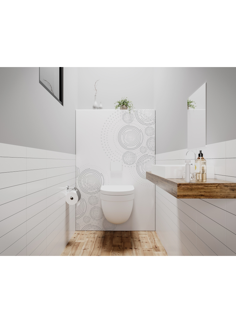 Panneau de WC : Cercles assemblés fond blanc