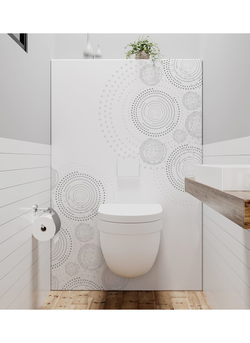 Panneau de WC : Cercles assemblés fond blanc