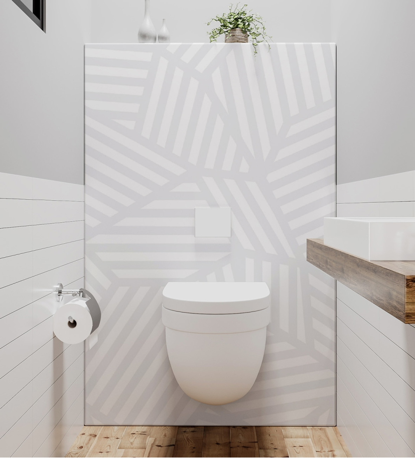 Panneau de WC : Géométrie et noir et blanc