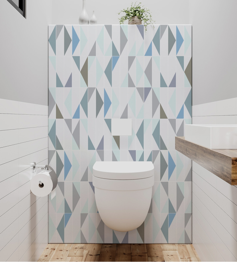 Panneau de WC : Jeux et triangles 3 bleu