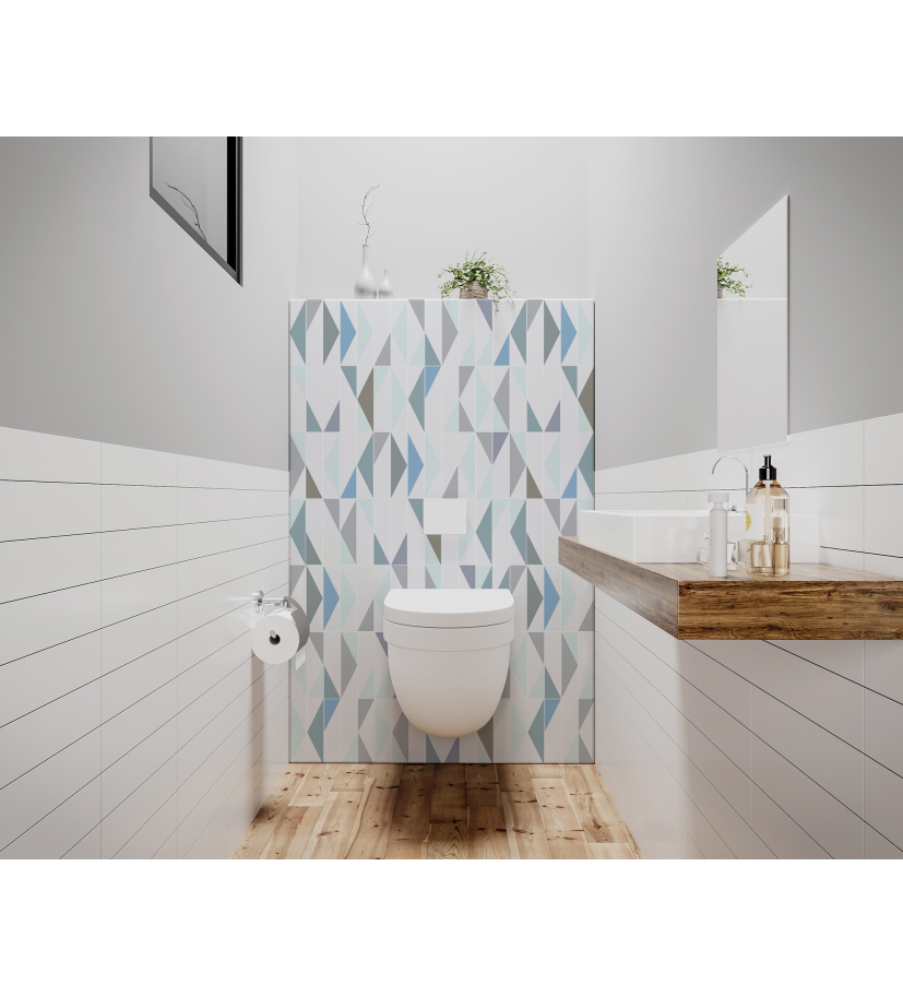 Panneau de WC : Jeux et triangles 3 bleu