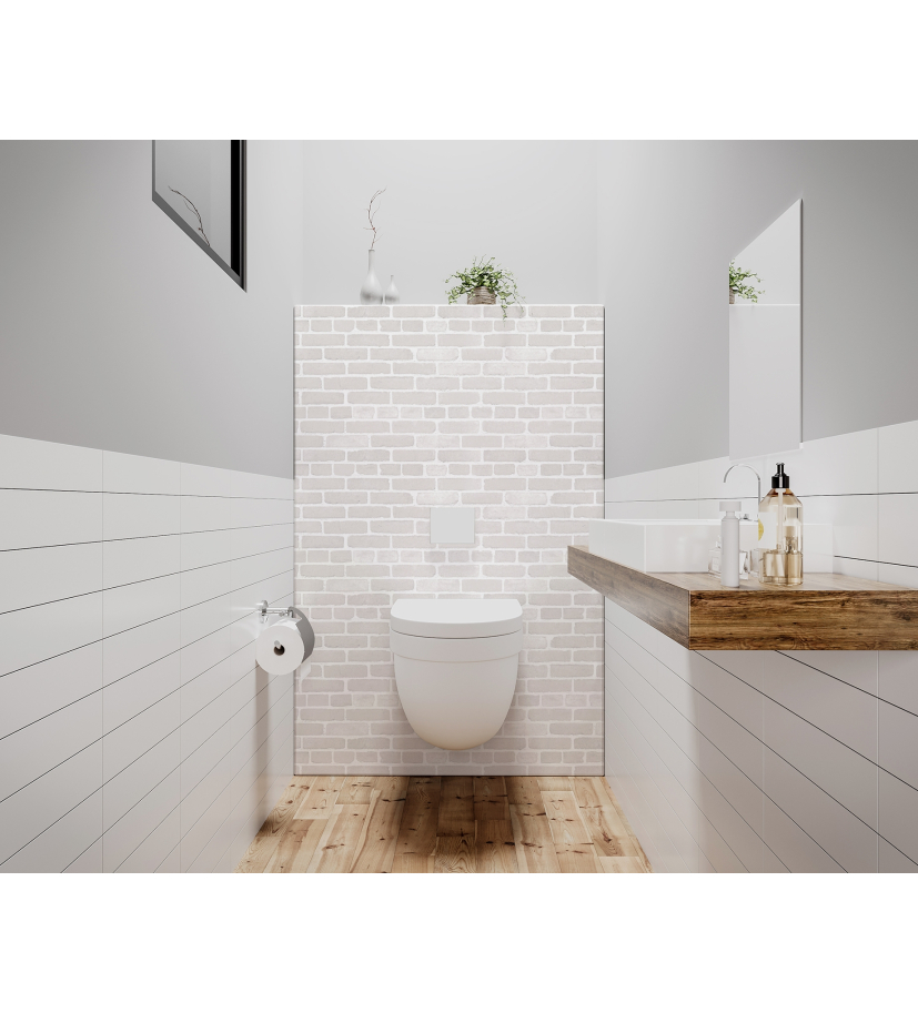 Panneau de WC : Mur briques blanches 2